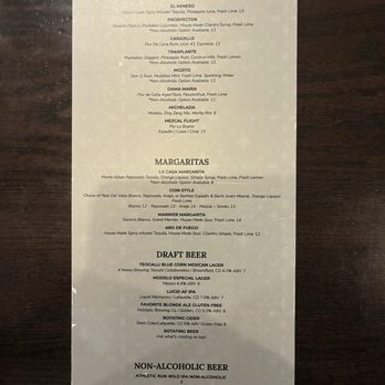 Teocalli Cocina - Drink Menu - Mexican Near Me - Denver, Colorado