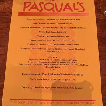 Cafe Pasqual's - Dessert menu - Vegetarian Near Me - Santa Fe, New Mexico