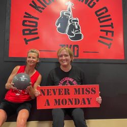 Troy Kickboxing Outfit - Chillin' with one of the owners, Leasa, after an amazing class!