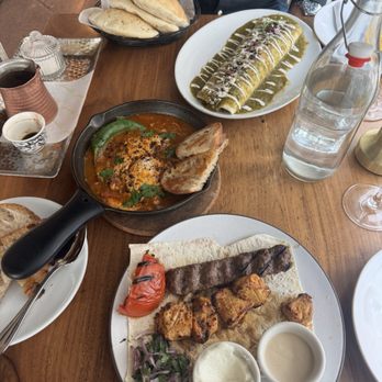 Ammatoli - Turkish coffee, pita, Chef Dima's shakshouka, Ammatoli's Hola Shawarma, chicken and kafta skewers - Mediterranean Near Me - Long Beach, California