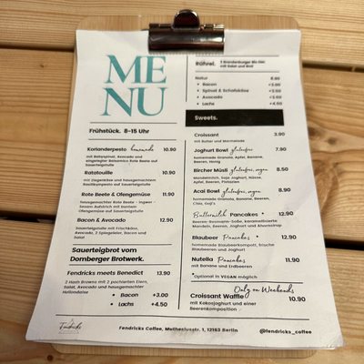 Menu photo 3 Fendricks Coffee & Breakfast Berlin, BE