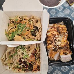 Dan dan noodles, spicy oil splash noodles, and pork belly Dan dan noodles, spicy oil splash noodles, and pork belly