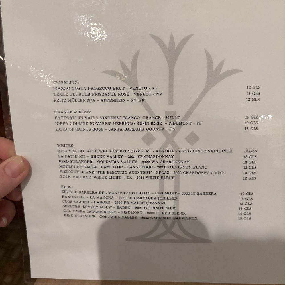 Wine list Wine list
