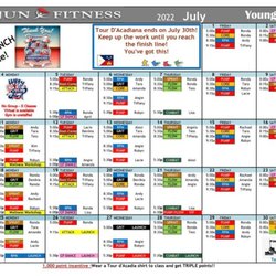 Working out schedule at Cajun Fitness in Youngsville, Louisiana.
