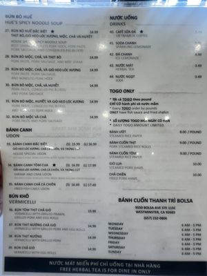 Menu photo 1 Banh Cuon Thanh Tri Westminster, CA Menu photo 1 Banh Cuon Thanh Tri Westminster, CA