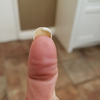 Crystal Nails - Clumps behind left hand nail. - Nail Salons Near Me - La Mirada, California Crystal Nails - Clumps behind left hand nail. - Nail Salons Near Me - La Mirada, California