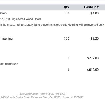 Focil Construction - Contract charges for the wood floor, rubber installation and glue - General Contractors Near Me - Thousand Oaks, California