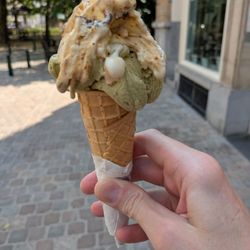 Glacier Bargello - @endoedibles on Instagram 07/02/25    Pistachio Gelato, Vespucci Gelato, Cone