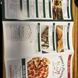 Franco’s Pizzeria  - Menu back
