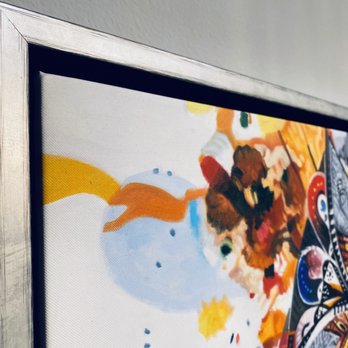 Colibri Art and Framing - Close up of floating canvas in frame - Framing Near Me - Morgan Hill, California