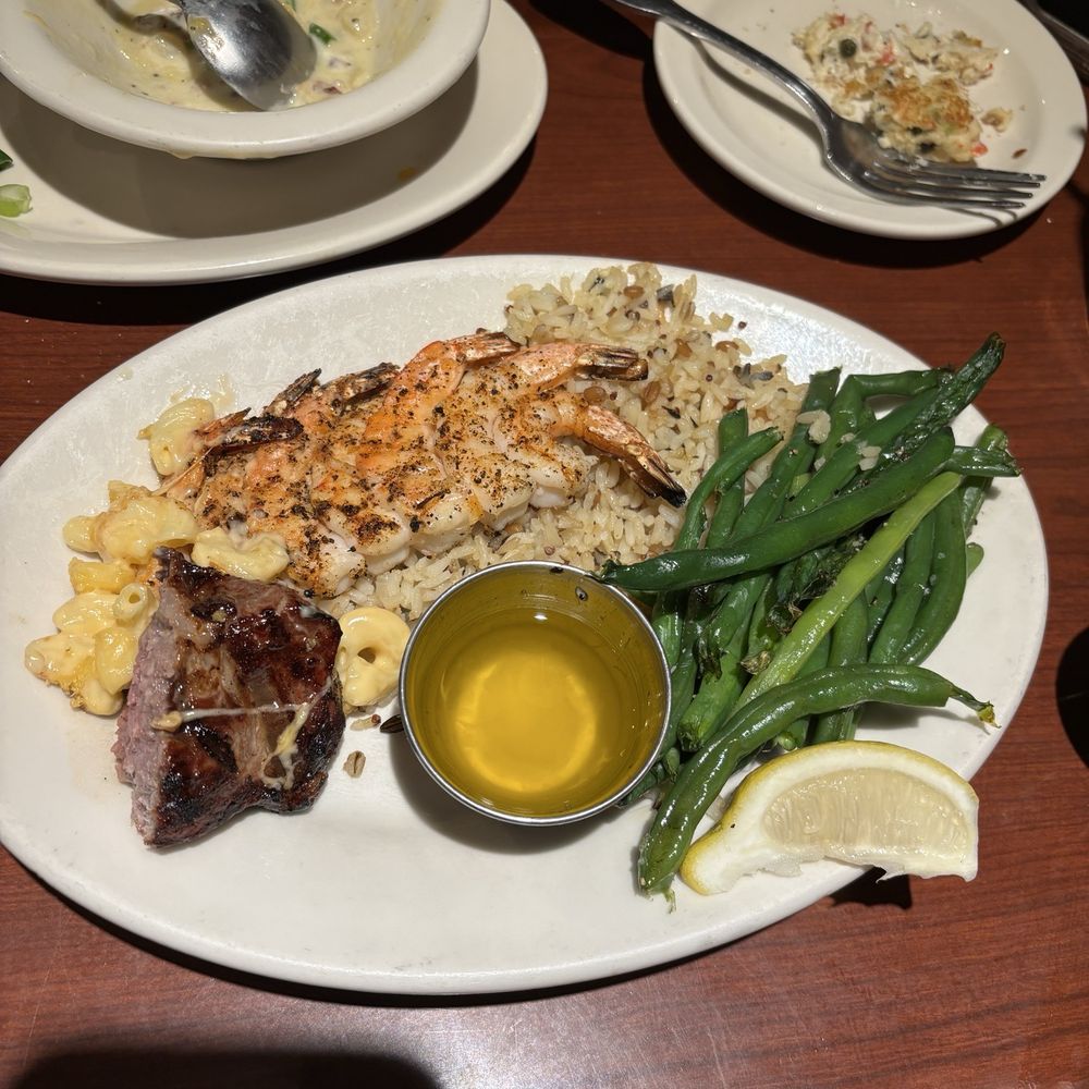Her plate with crab cakes too