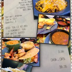 Lunch for 2- $40 white Pappa Bear Queso, queso shrimp, taco bowl.
