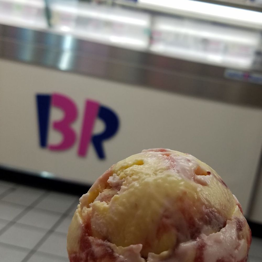 Baskin-Robbins - Strawberry Banana flavored cone. - Ice Cream & Frozen Yogurt Near Me - Simi Valley, California