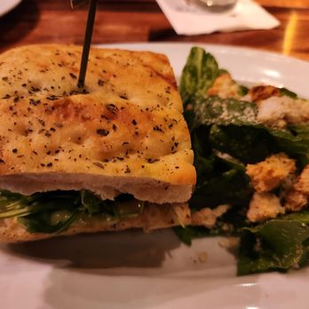 Marlow's Tavern - Chicken panini with a side caesar salad - New American Near Me - Atlanta, Georgia
