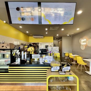 Sunright Tea Studio - Inside. Ordering kiosk is on the left wall. Restroom is in the back. - Bubble Tea Near Me - Diamond Bar, California