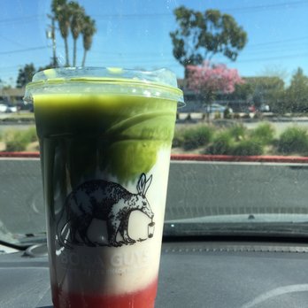Boba Guys - Strawberry Matcha Latte with almond milk - Bubble Tea Near Me - Costa Mesa, California
