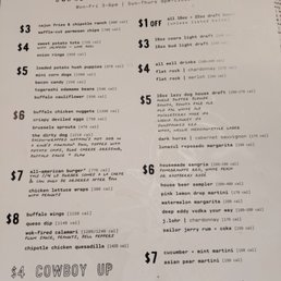 Happy hour menu 6/10/21