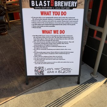Blast 825 Brewery - Sign about covid precautions. - Brewpubs Near Me - Orcutt, California