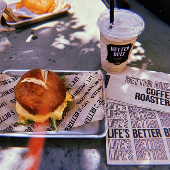 Better Buzz Coffee Hillcrest - Lavender Tea Buzz and Better Breakfast Sandwich - Coffee & Tea Near Me - San Diego, California