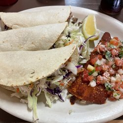 Vallarta Mexican Restaurant - 2 steak tacos, 1 fish taco, 1 beef enchilada