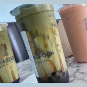 Straw & Spoon - Dirty Matcha Latte with Boba / Strawberry Mango Smoothie - Bubble Tea Near Me - Redondo Beach, California Straw & Spoon - Dirty Matcha Latte with Boba / Strawberry Mango Smoothie - Bubble Tea Near Me - Redondo Beach, California