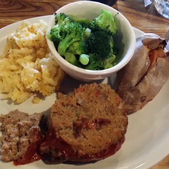 Cracker Barrel Old Country Store - meatloaf, hashbrown, broccoli, and sweet potato meal - Breakfast & Brunch Near Me - Harrison, Ohio