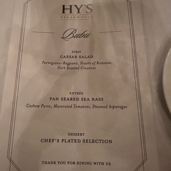 Hy's Steak House - personalized menu - Steakhouses Near Me - Honolulu, Hawaii