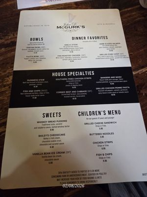 Menu photo 5 McGurk's Saint Louis, MO