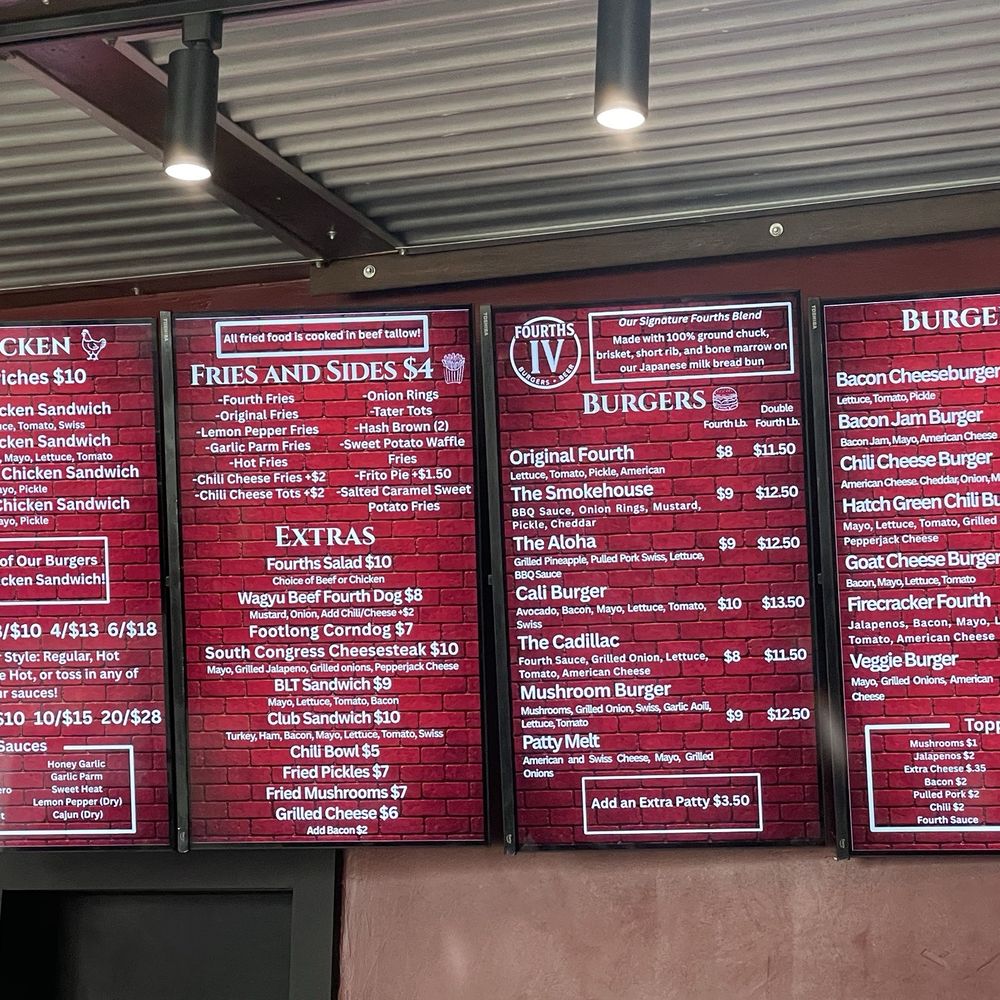 Fourths IV - Menu - Burgers Near Me - Austin, Texas Fourths IV - Menu - Burgers Near Me - Austin, Texas