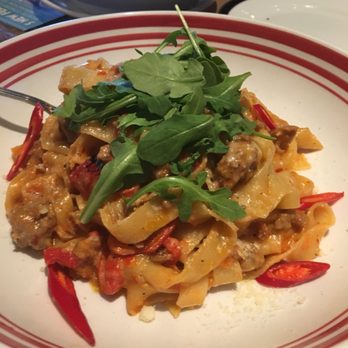 Scaddabush - Spicy sausage fettuccine. Not bad. - Italian Near Me - Scarborough, Ontario Scaddabush - Spicy sausage fettuccine. Not bad. - Italian Near Me - Scarborough, Ontario