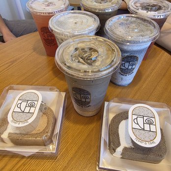 Temp & Time - Hojicha latte, sesame latte, and strawberry jasmine tea - Desserts Near Me - Menlo Park, California