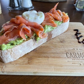 Carmela Coffee - Pompano Beach - Avocado Toast with Smoked Salmon and a Poached Egg - Cafes Near Me - Pompano Beach, Florida