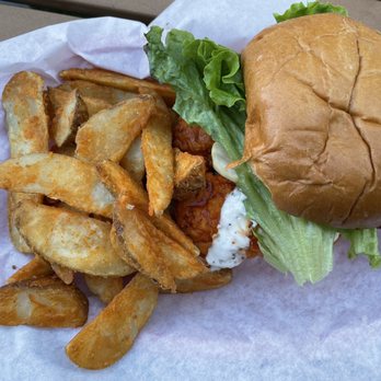 Mom's Chicken and Waffles - Chicken sandwich and fries - New American Near Me - San Diego, California