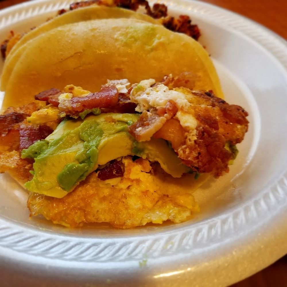 Taco More - Egg and Bacon breakfast taco with added avocado on corn tortillas. - Tacos Near Me - Austin, Texas Taco More - Egg and Bacon breakfast taco with added avocado on corn tortillas. - Tacos Near Me - Austin, Texas