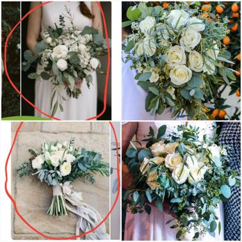 Fragrant Flowers - Left pics with red circles are from Pinterest,  right pics are of my bouquet - Florists Near Me - Alhambra, California