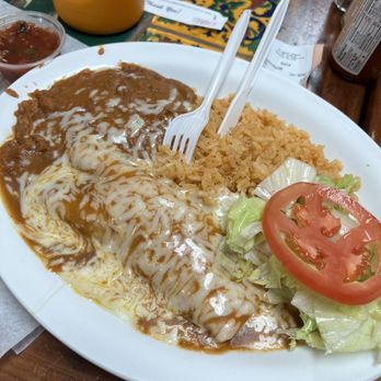Alejandro's Taqueria - Lunch plate with 1 chicken enchilada - Mexican Near Me - Fairfield, California