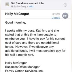 Family Option Services - Seeing that they withheld an entire social security check, but refuse to reimburse anyone..Can we say FRAUDULENT????
