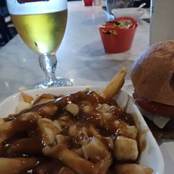 Burger Town - Hot and spicy burger with classic poutine and a stella!