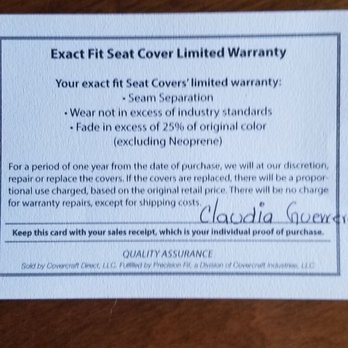 GT Covers - Warranty is good for 1 yr after purchase date (which was 6 weeks prior to receiving) - Auto Upholstery Near Me - Aurora, Colorado