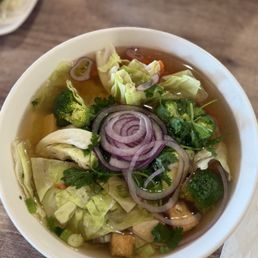 Veggie pho with beef broth