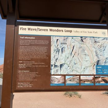 Valley of Fire State Park - Trailhead sign for the fire wave/seven wonders loop (if rec doing the loop, you go through pastel canyon trail and it's gorg!) - Parks Near Me - Overton, Nevada