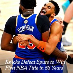 The New York Times - Go NY Knicks!!!! 2026 NBA Champions!! - 6/13/2026