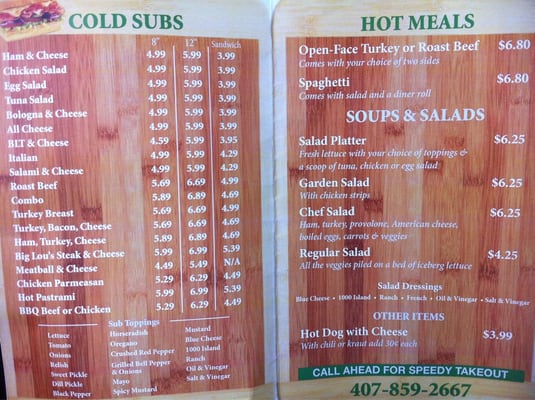 Menu photo 1 Kimberly Ann's Take It Out Sub Shop Orlando, FL Menu photo 1 Kimberly Ann's Take It Out Sub Shop Orlando, FL