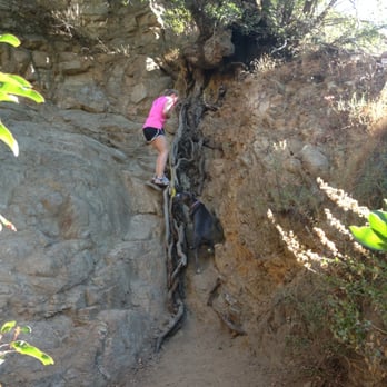Three Sisters Falls - Savannah climbing down. Luna making sure everything goes smoothly! - Hiking Near Me - Julian, California Three Sisters Falls - Savannah climbing down. Luna making sure everything goes smoothly! - Hiking Near Me - Julian, California