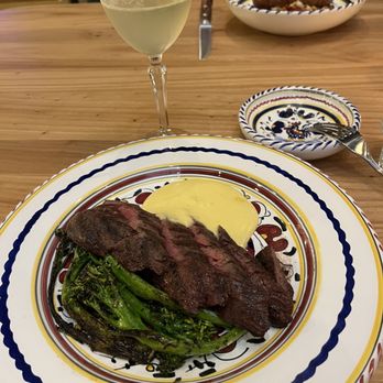 Gioia Cafe & Bar - Hanger steak, broccolini, virgin cocktail named after Lucille. - Italian Near Me - New Haven, Connecticut Gioia Cafe & Bar - Hanger steak, broccolini, virgin cocktail named after Lucille. - Italian Near Me - New Haven, Connecticut