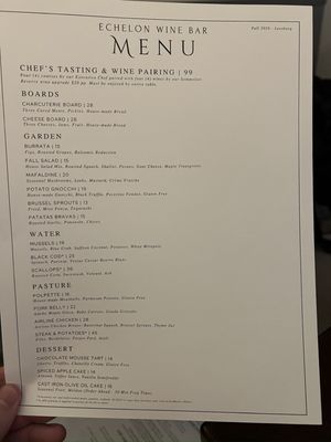 Menu photo 1 Echelon Wine Bar Leesburg, VA Menu photo 1 Echelon Wine Bar Leesburg, VA