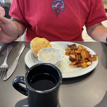 Eggs Up Grill - Sausage gravy and biscuit with eggs and potatoes - Breakfast & Brunch Near Me - Murrells Inlet, South Carolina