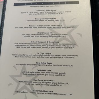 Christopher's World Grille - Menu as of March 2024 - Seafood Near Me - Bryan, Texas
