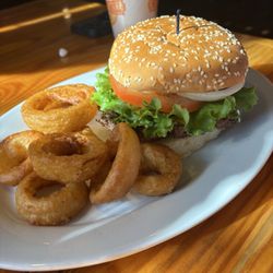 Whiskey Mill - Create your own burger and onion rings. So delicious
