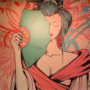 Fisshu - a geisha woman holding a fan - Asian Fusion Near Me - Montreal, Quebec Fisshu - a geisha woman holding a fan - Asian Fusion Near Me - Montreal, Quebec